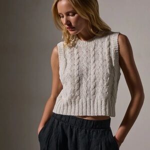 James Perse Linen/Cotton Cable Knit Shell